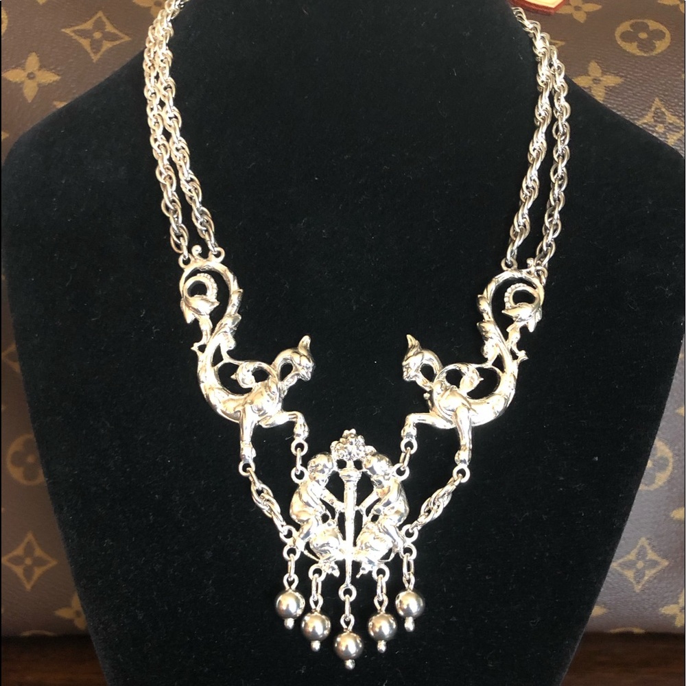 Vintage RARE Guglielmo Cini sterling art nouveau necklace
